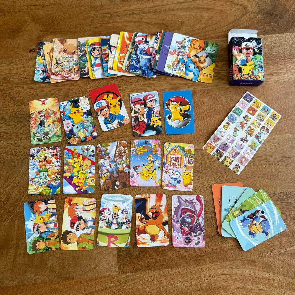 Pokemon Lomo Cards and Sticker Set 92 Pieces Ash Pikachu Charizard Eevee Box